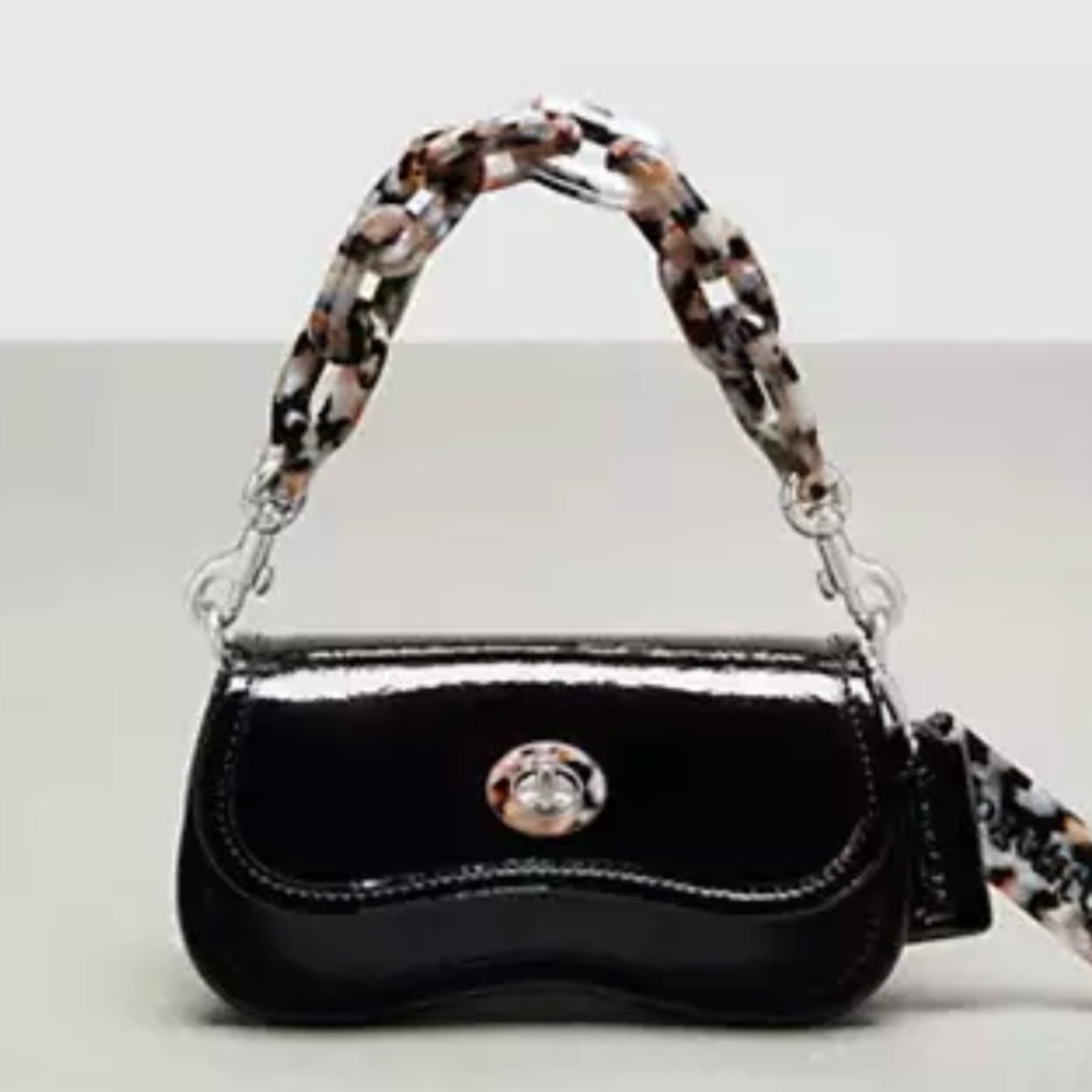 🖤Coach NWT Coachtopia Black Mini Wavy Dinky Bag in Crinkle‎ Cut Leather